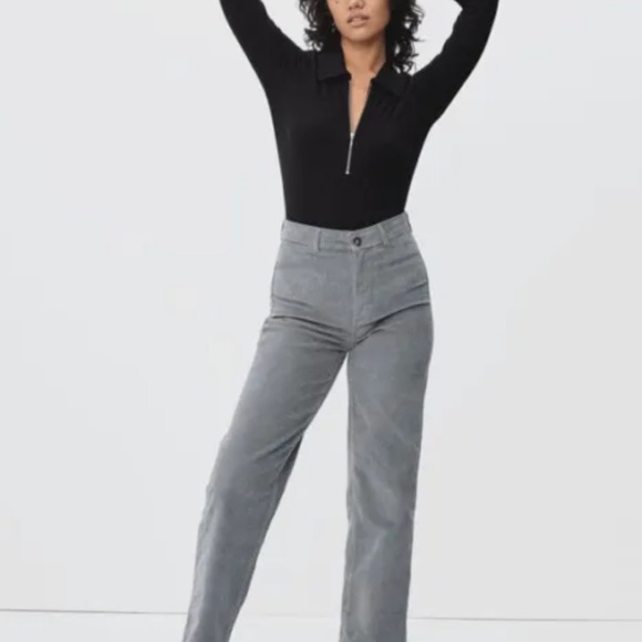 Everlane Grey The Corduroy Cropped Wide-Leg Pant Size 12 - Picture 2 of 7
